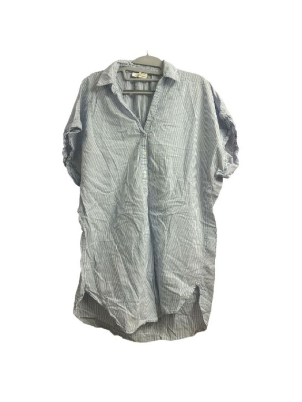 H&M L.O.G.G. Light Blue & White Stripe 100% Cotton Mini Shirt Dress - Picture 2 of 9